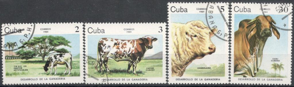 Куба, 1984, № 2880-2883, € 1,3, гаш, животные, коровы