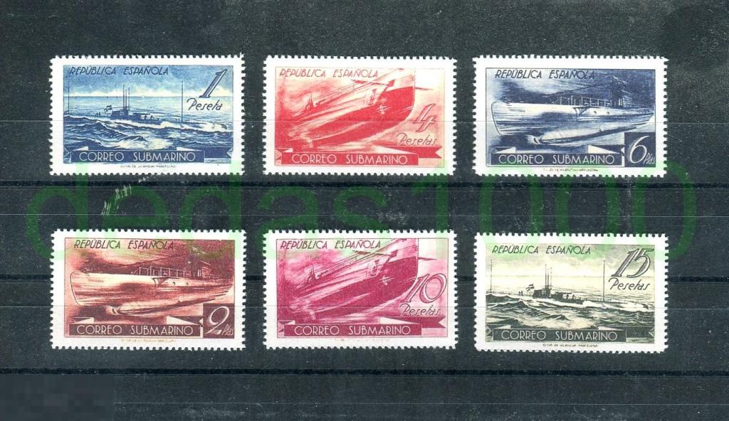 Испания 1938 подводная почта Субмарины Барселона- Махон клей 