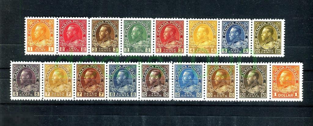 Канада  Canada 1911-25 King George V (104-122) full set  Клей