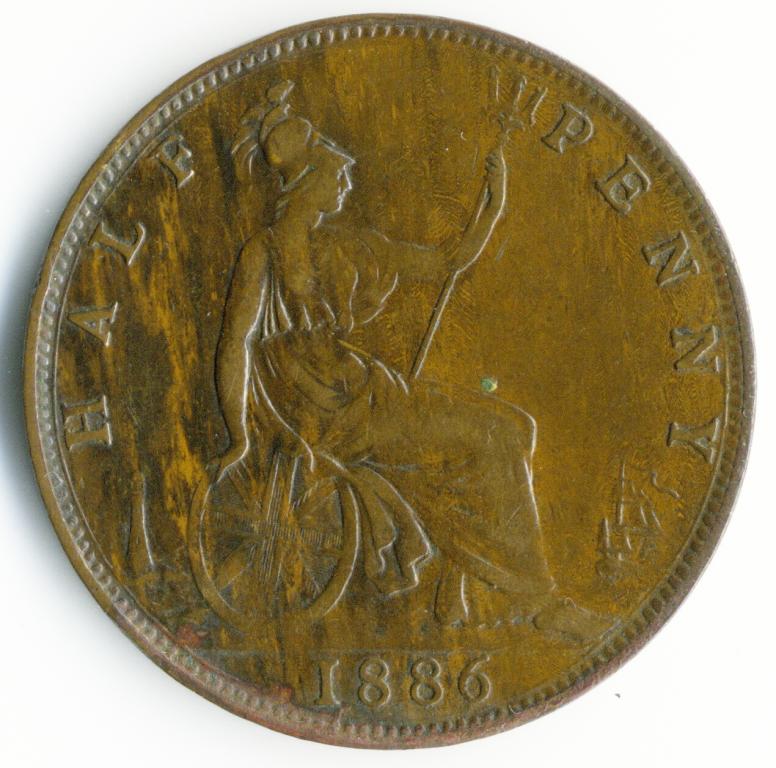 Великобритания 1/2 пенни 1886 года