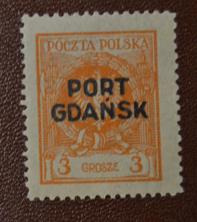 Польша. Порт Гданьск 1925  год - Стандарт Герб 3 гроша Чист