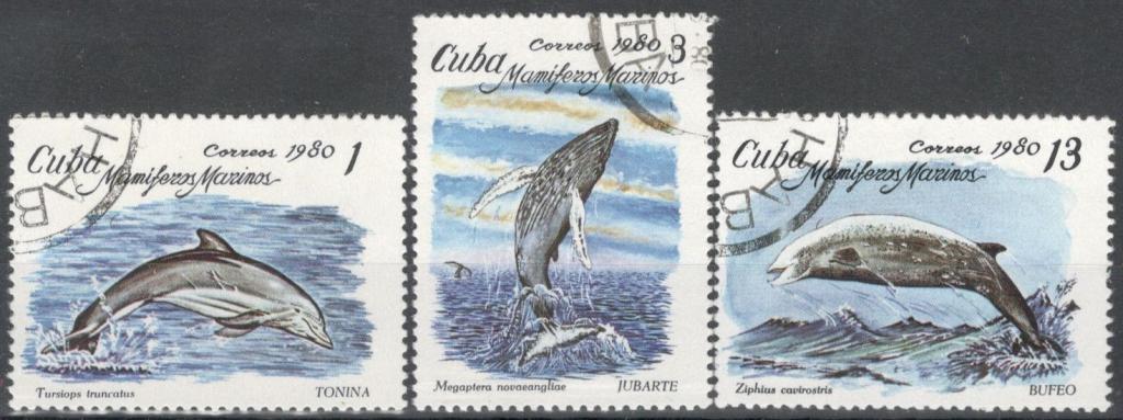 Куба, 1980, № 2483-2485, € 0,9, гаш, рыбы