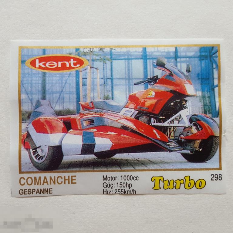 Вкладыш Turbo kent 298 Comanche Gespanne Турбо bubble gum жевательная резинка фантик