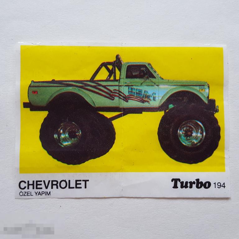 Вкладыш Turbo kent 194 Chevrolet Турбо bubble gum жевательная резинка фантик