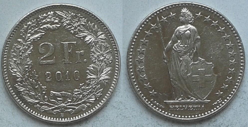 Швейцария. 2 франка, никель, 2010