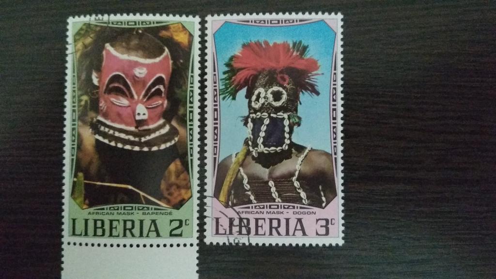 Марки.Либерия.1971.Маски.Гашеные.Михель 0,60Г евро.Сост.идеальное