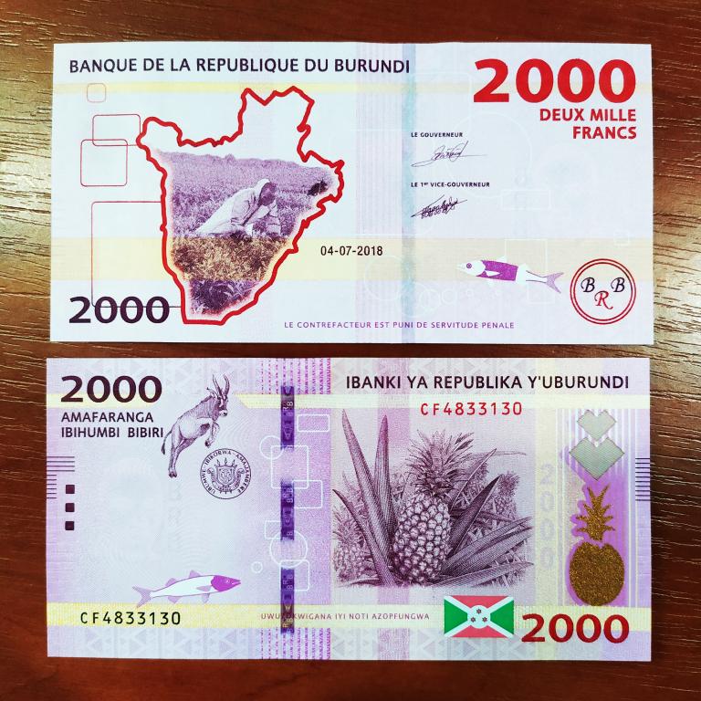 Купюра Банкнота БУРУНДИ 2000 франков 2018  А 24  Состояние Пресс UNC