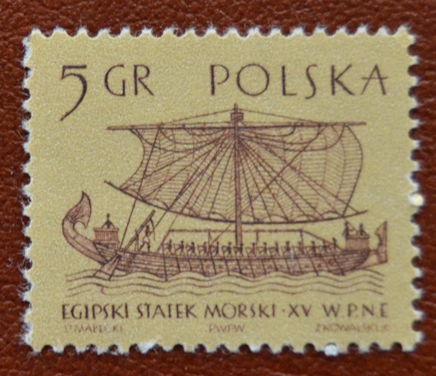 Польша 1963 год Древние Парусные корабли  Египетское судно 15 века Чист