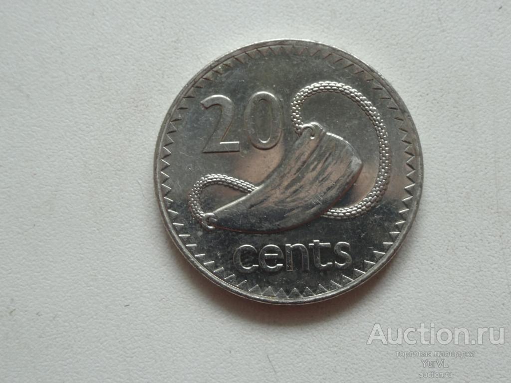 Фиджи 20 центов 1990 года. Елизавета II.