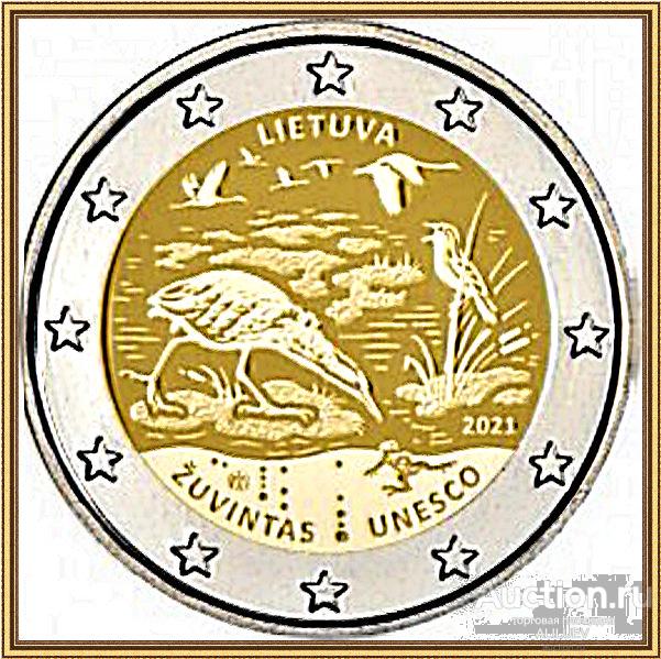 2 евро 2021 г. Биосферный резерват Жувинтас ЛИТВА UNC