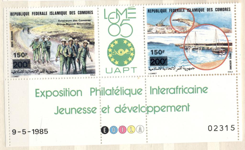 Коморы 1985 г. Международная филвыставка Юность и развитие негашеная**