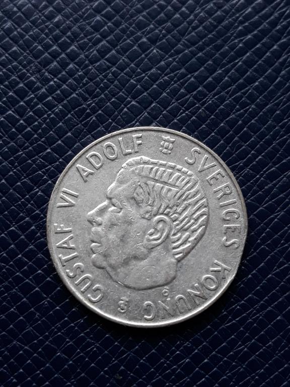 Швеция 1 крона 1960 КМ 826 Часть гурта сточена