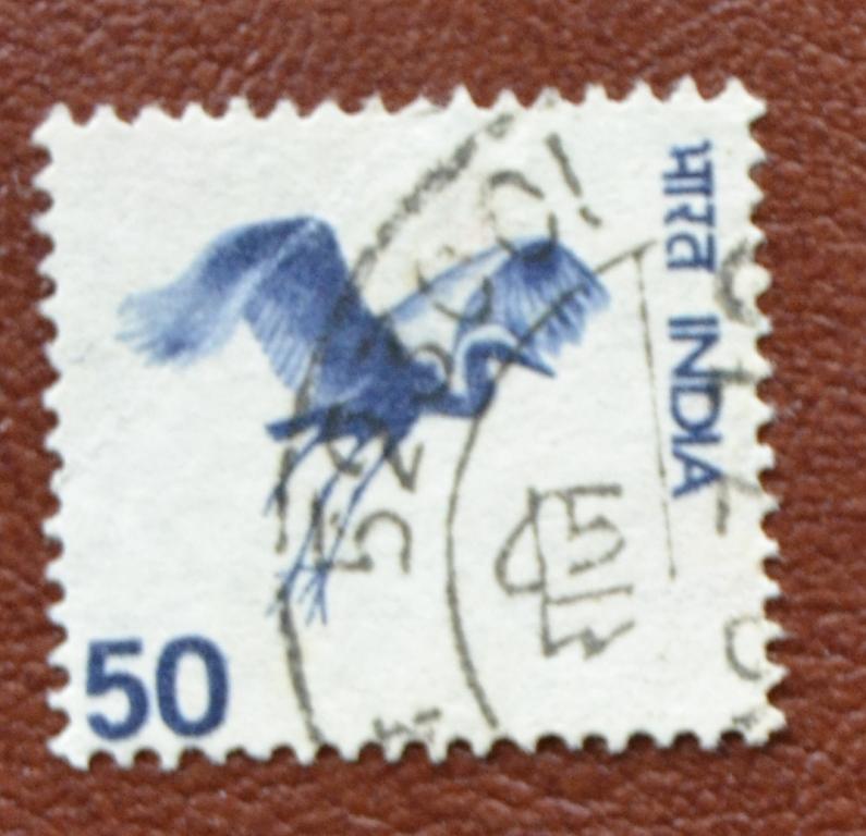 Индия 1975 г. Стандарт Фауна Белая цапля птицы Гаш