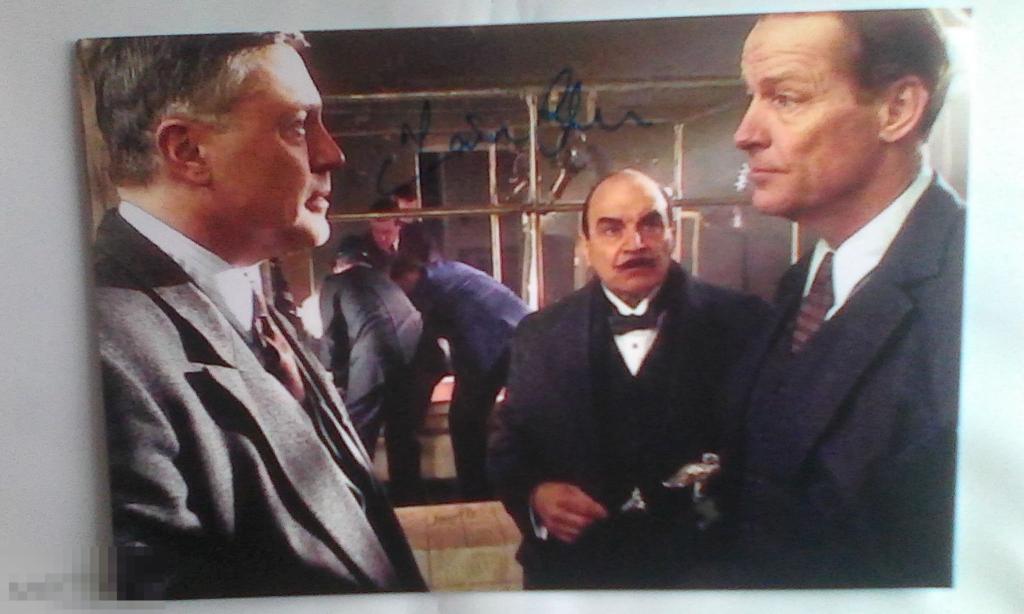 Иэн Глен автограф на фото Пуаро Агаты Кристи 