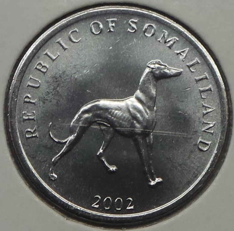 Сомалиленд 20 шиллингов 2002 года Английская борзая Грейхаунд КМ#6
