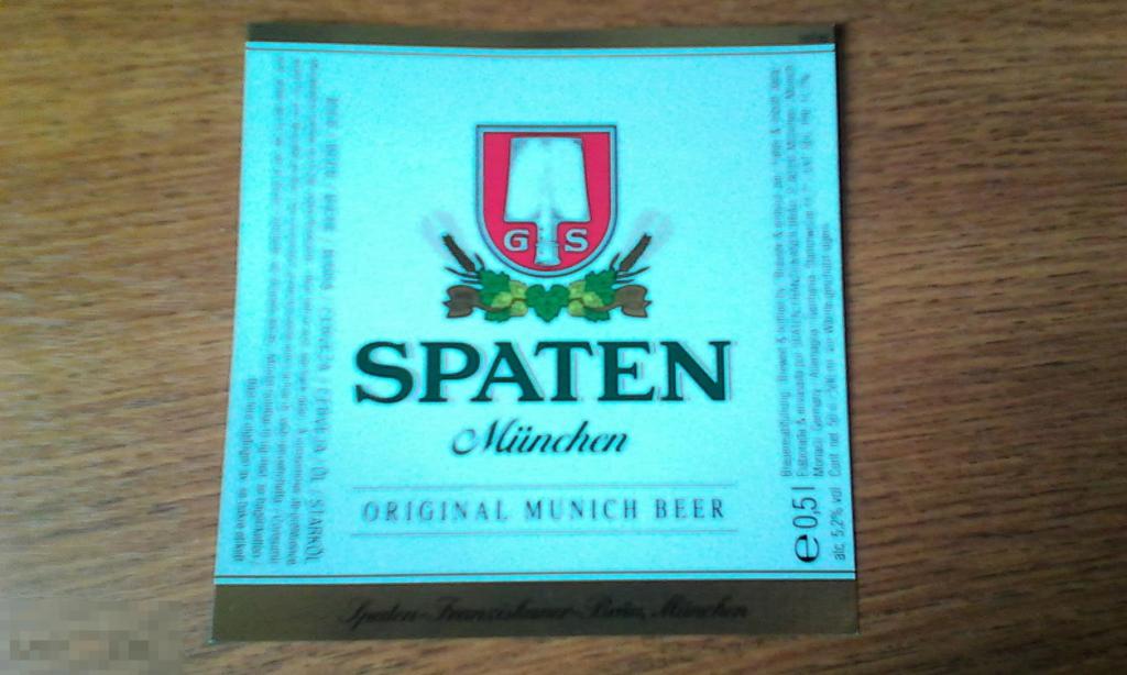 Этикетка Spaten Munchen Германия 