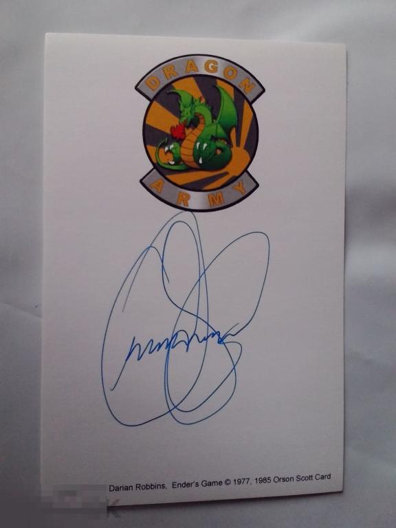 Орсон Скотт Кард автограф на наклейке bookplate 