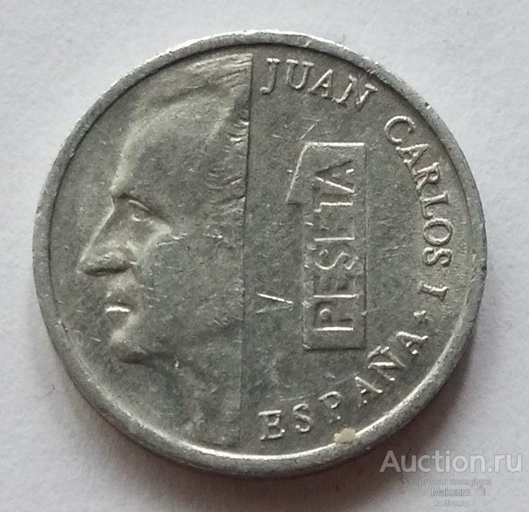 Испания 1 песета . 2001 г . Редкий год !!! Король Хуан Карлос I .