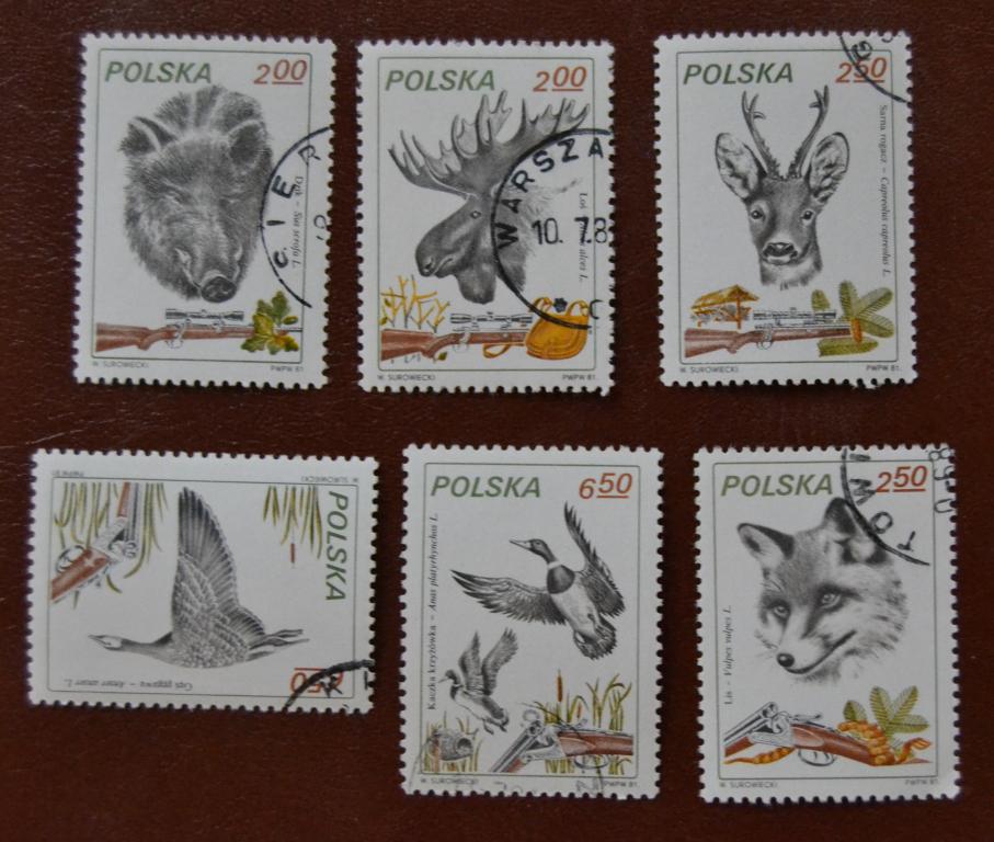 Польша 1981 год  Охота - Фауна Дикие Лесные Птицы Гаш