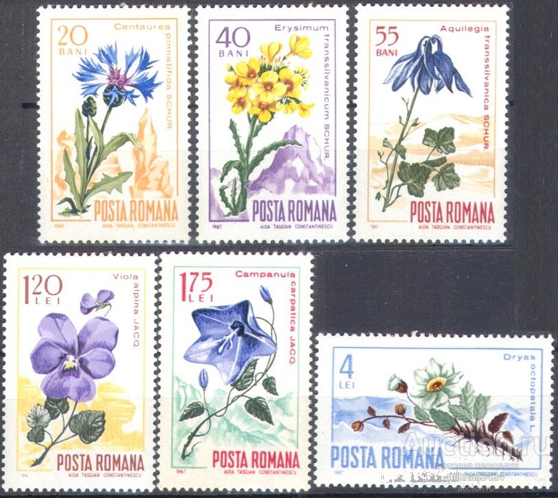 М1929 ✅ Флора Растения Полевые Цветы Карпаты 1967 Румыния 6м п/с ** 8МЕ