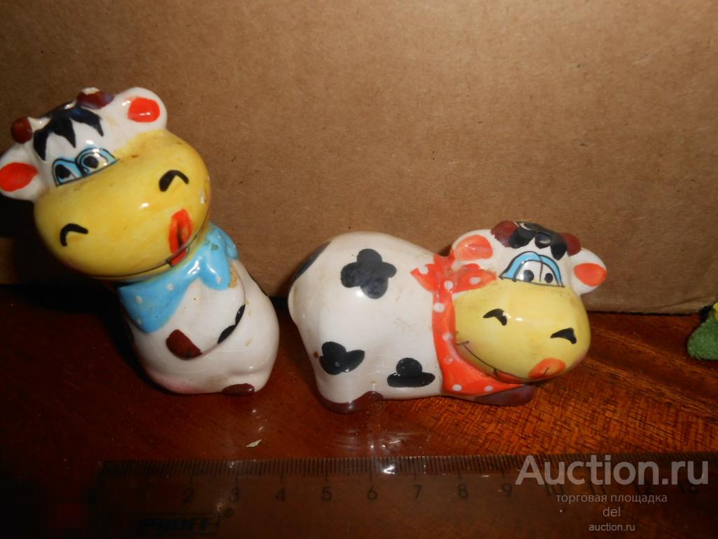Коровки, керамика, перечница, солонка, лотом 