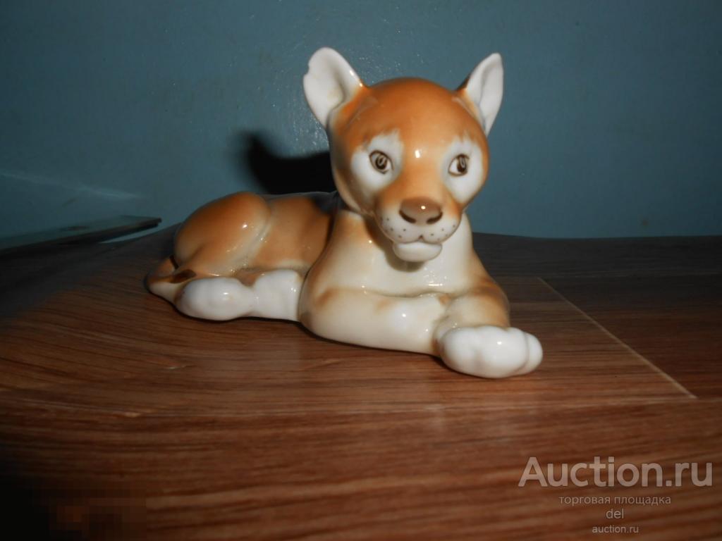 Львенок, статуэтка, без клейма, СССР, ЛФЗ?, маленький скол на ушке, коллекция, фарфор 