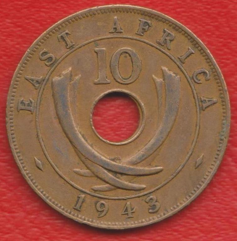 Британская Восточная Африка 10 центов 1943 г.