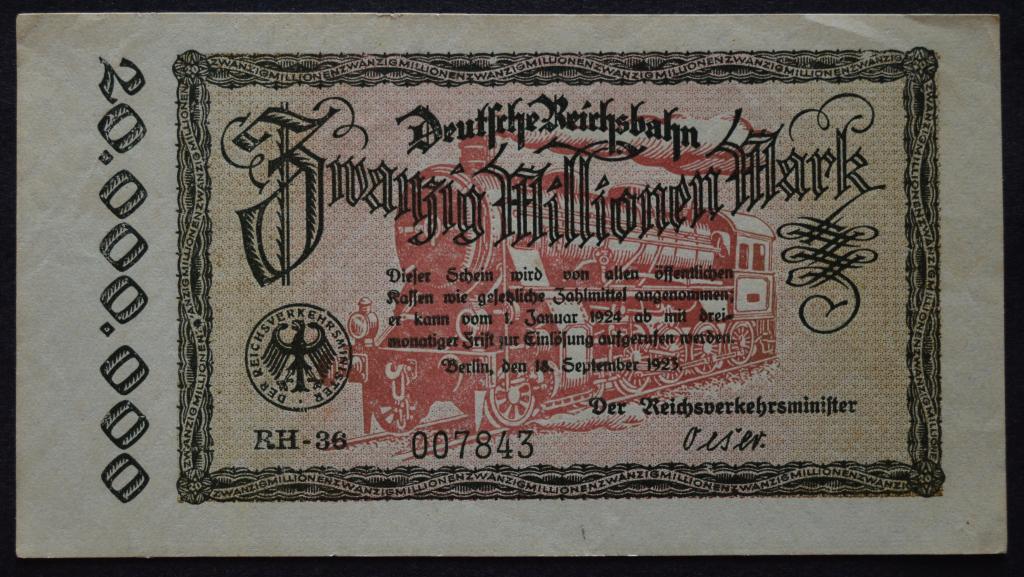 Германия Железные дороги 20 000 000 марок 1923 год