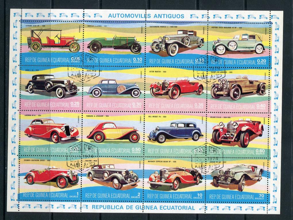 Марка 16 2 8. Машины 1974. марка republica de guinea ecuatorial машины. каталог почтовых марок экваториальная гвинея.