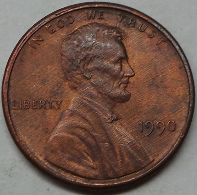 США 1 цент 1990 года (4) КМ#201b