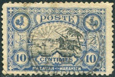 Марокко 1899 Мазаган-Марракеш 10 с. охота Mazagan-Marakech французская частная курьерская почта