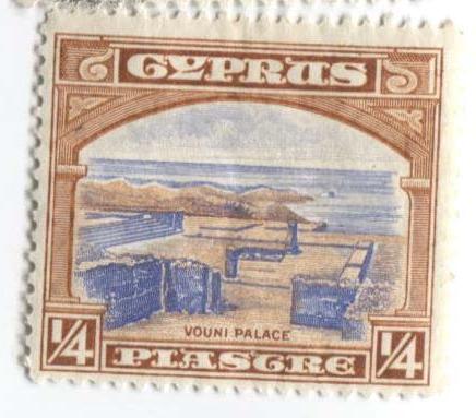 1934 Кипр. развалины замка.четвертьпенни.гаш