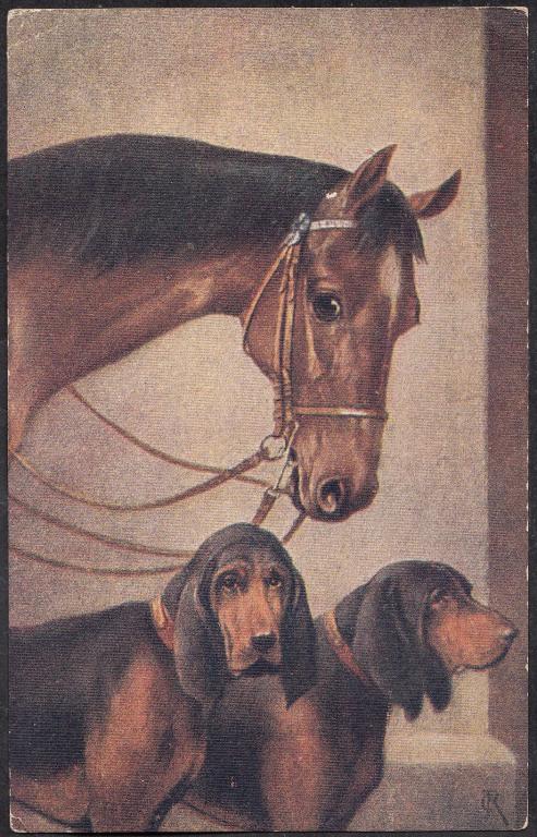 Живопись.  Лошади.  Фауна.  Штемпель  Вокзал.  Почта.  Нижний  Новгород  - Москва.