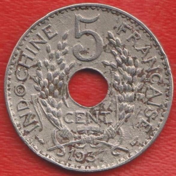 Индокитай Французский 5 центов 1937 г.