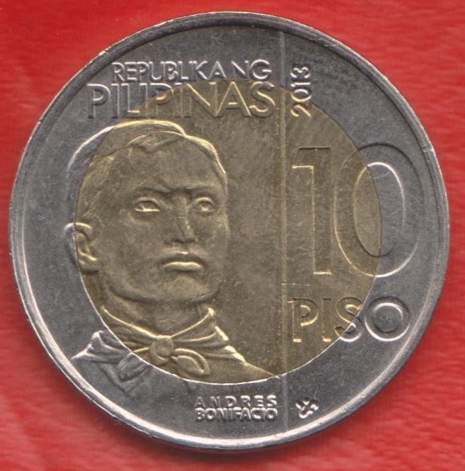 Филиппины 10 песо 2013 г. 150 лет со дня рождения Андреса Бонифасио