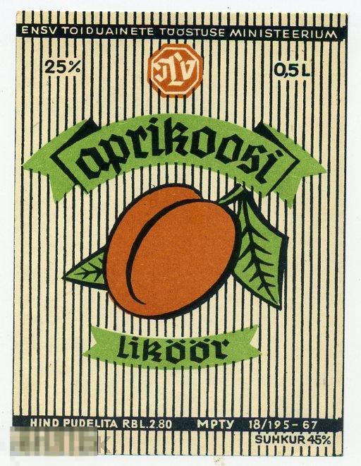 Ликер Абрикосовый Эстония 2-80 0,5л вертикальная (к) 