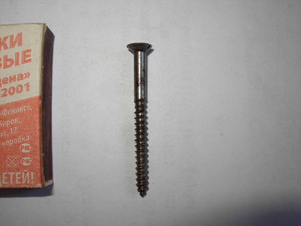 Старинный мебельный столярный винт с резьбой сталь патина