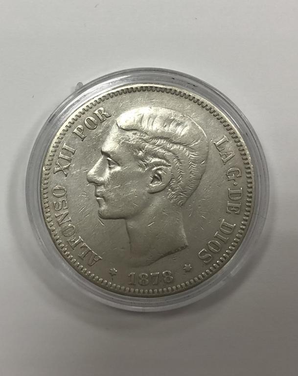 Испания 5 песет 1878 Альфонсо XII СЕРЕБРО