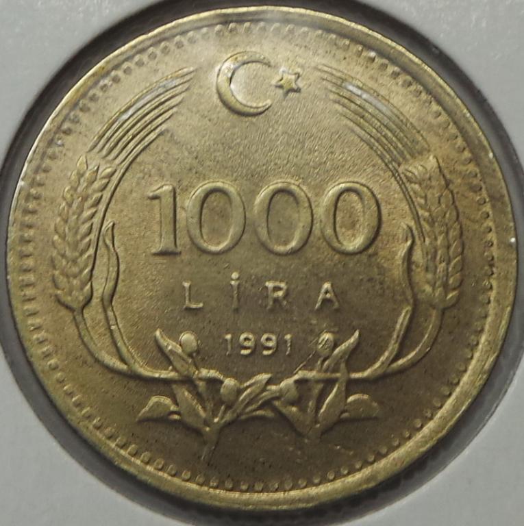 Турция 1000 лир 1991 года (1) KM#997