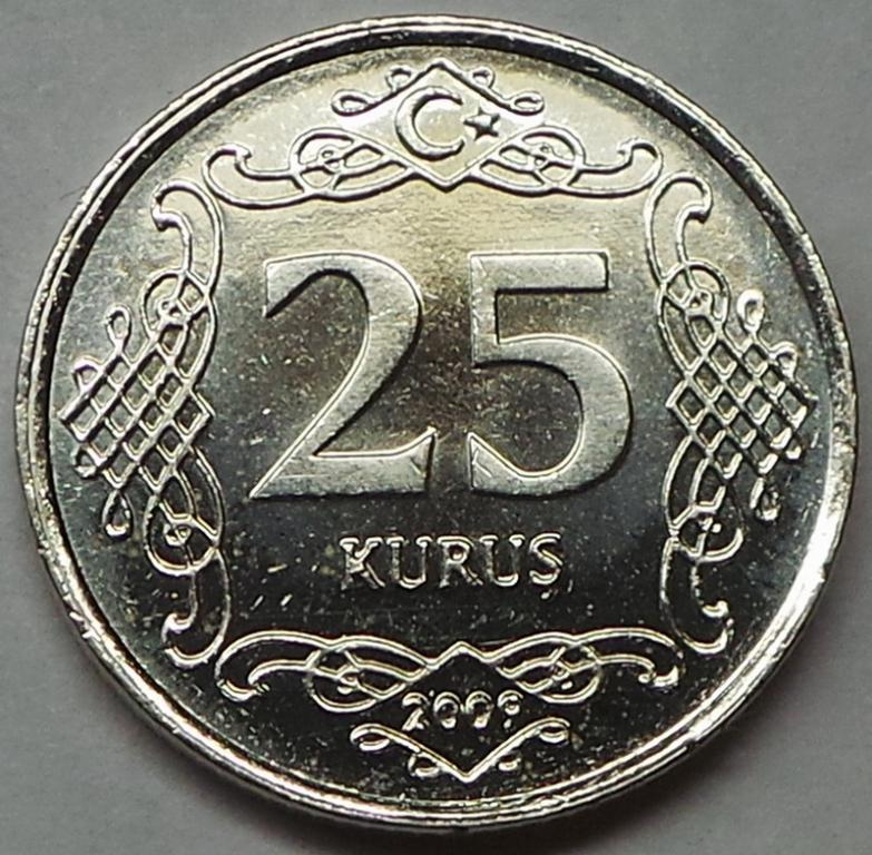 Турция 25 курушей 2009 года (3) KM#1242