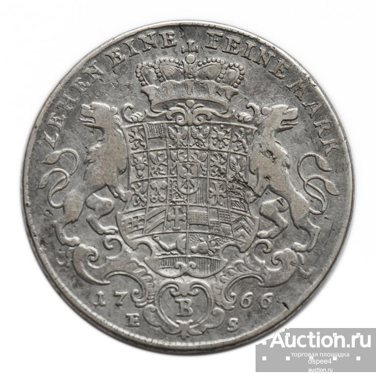 Брандербург Байрейт талер 1766 Серебро, 27.6 г. Brandenburg taler 1766
