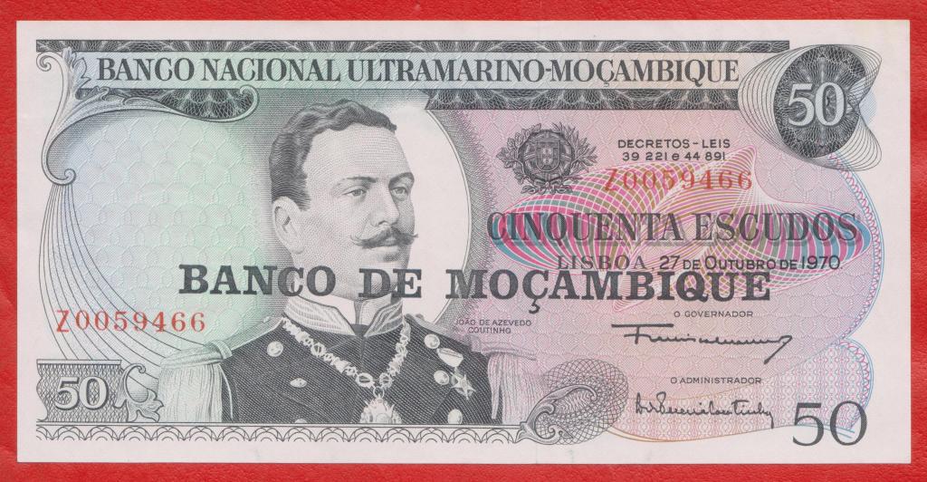 Мозамбик 50 эскудо 1976 г. надпечатка на 50 эскудо 1970 г. Z 0059466