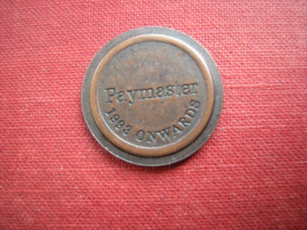 Великобритания жетон выпуклый "EUROCOIN / Paymaster / EUROCOIN" //  "Paymaster / 1993 ONWARDS