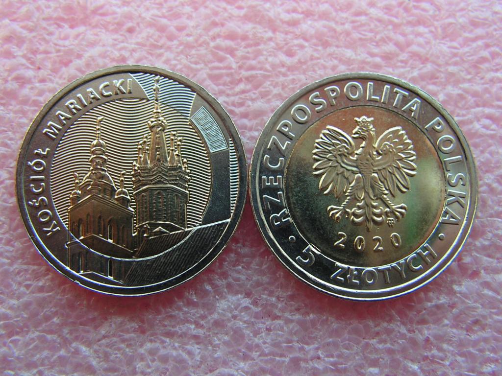 Польша 5 злотых 2020 Мариацкий костёл unc