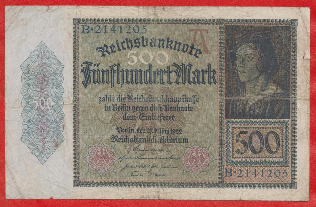 Германия 500 марок 1922 г. 27 марта A B 2141205