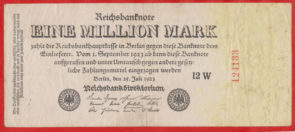 Германия 1 миллион марок 1923 г. 25 июля 12 W 124133 1000000