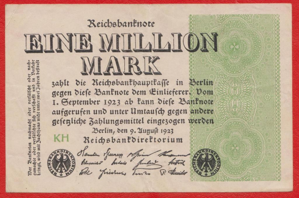Германия 1 миллион марок 1923 г. 9 августа KH Крючковатые звезды 1000000