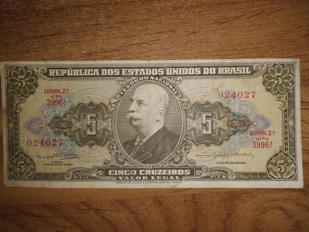 Банкноты.Бразилия.1954-1958.5 крузейро