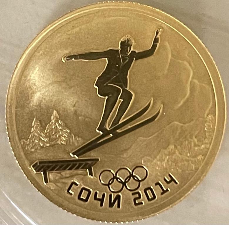 Золотая монета "Сочи спорт" олимпиада 2014г. , 50 рублей, 2014 год в ...