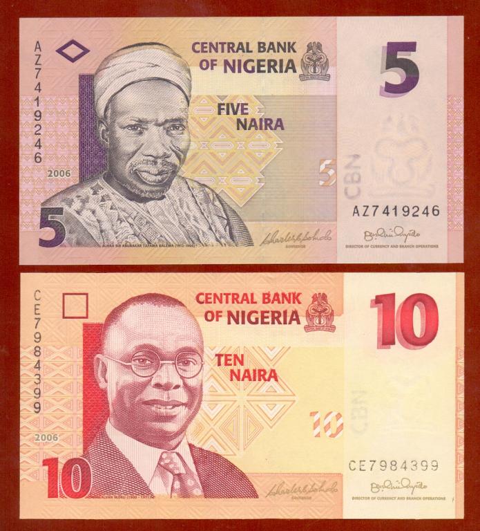 Нигерия 2006 г. 5,10 найра UNC